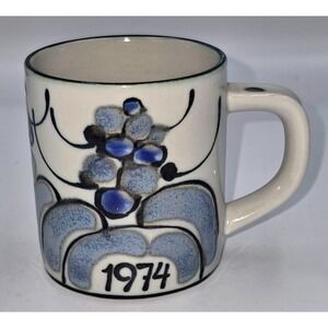 Royal Copenhagen 1974 Fajance Annual Mug Blue Abstract Ellen Malmer Denmark MCM